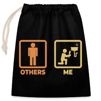 Figurines de plombier bâton - Sac cadeau en coton avec cordon (25 x 30 cm) - noir - Devant