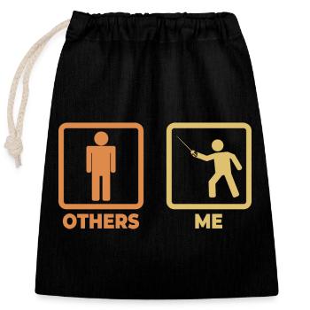 Fencer Stick Figure - Closable cotton gift bag (25x30cm) - black - Front