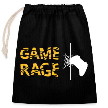 GAME RAGE!! Break the screen! - Closable cotton gift bag (25x30cm) - black - Front