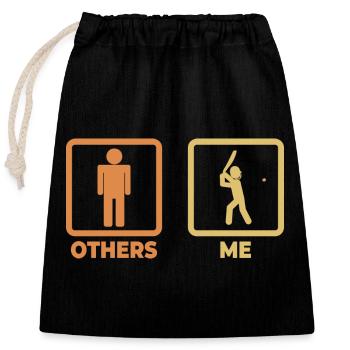 Funny Cricket Stick Figures - Closable cotton gift bag (25x30cm) - black - Front