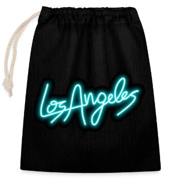 Los Angeles Neon Typografie - LA Kalifornien USA - Verschließbarer Geschenkbeutel aus Baumwolle (25x30cm) - Schwarz - Vorne