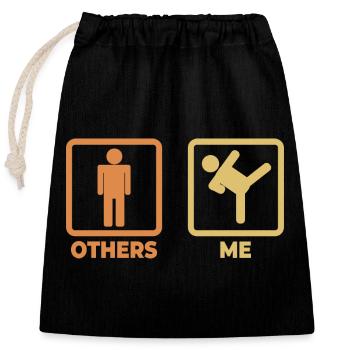 Karate Stick Figures - Closable cotton gift bag (25x30cm) - black - Front