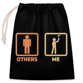 Painter stick figure - Closable cotton gift bag (25x30cm) - black - Front