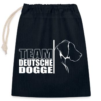 TEAM Deutscher Dogge Hunde Hund Wilsigns - Verschließbarer Geschenkbeutel aus Baumwolle (25x30cm) - Navy - Vorne