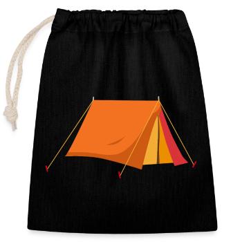 Vintage Zelt in Orange-Rot mit Camping-Flair - Verschließbarer Geschenkbeutel aus Baumwolle (25x30cm) - Schwarz - Vorne