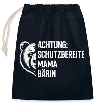Bald Mama ACHTUNG SCHUTZBEREITE MAMA BÄRIN - Verschließbarer Geschenkbeutel aus Baumwolle (25x30cm) - Navy - Vorne