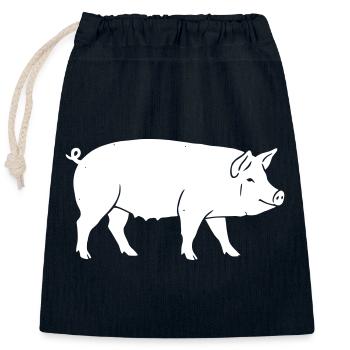 Schwein Silhouette Bauernhof Clean Vektor - Verschließbarer Geschenkbeutel aus Baumwolle (25x30cm) - Navy - Vorne
