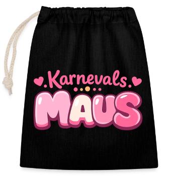 Karnevalsmaus Köln – Jeck im Fastelovend - Verschließbarer Geschenkbeutel aus Baumwolle (25x30cm) - Schwarz - Vorne