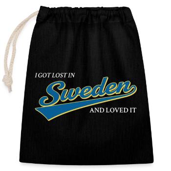 Je me suis perdu en Suède et j’ai adoré - Nordic Travel - Sac cadeau en coton avec cordon (25 x 30 cm) - noir - Devant