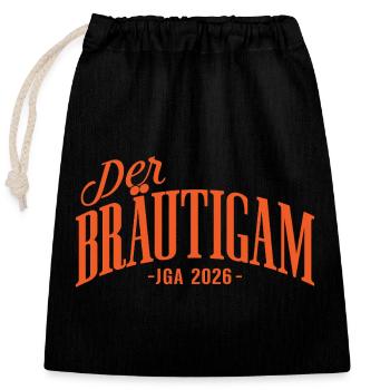 Enterrement de vie de garçon du marié 2026 - Sac cadeau en coton avec cordon (25 x 30 cm) - noir - Devant