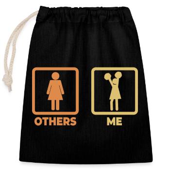 Cheerleading stick figures - Closable cotton gift bag (25x30cm) - black - Front