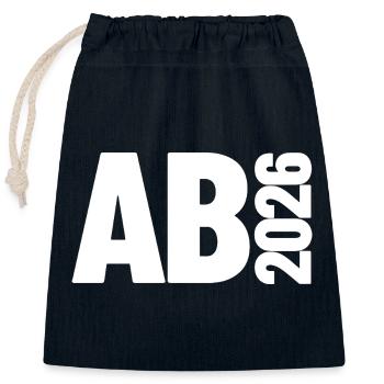 Abi 2026 - Abitur - Geschenk | minimal Design - Verschließbarer Geschenkbeutel aus Baumwolle (25x30cm) - Navy - Vorne