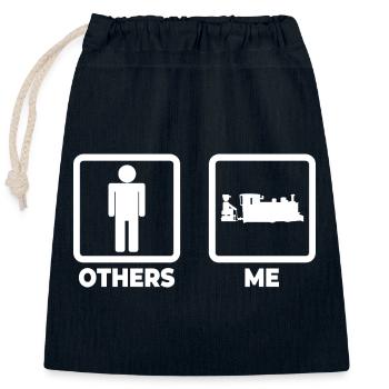 Railroad Stick Figure - Closable cotton gift bag (25x30cm) - navy - Front