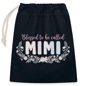 Mimi Granny Flowers Gift Cute Grandma - Closable cotton gift bag (25x30cm) - navy - Front