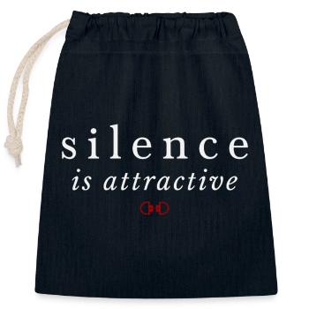 Silence Is Attractive – Quiet Confidence - Closable cotton gift bag (25x30cm) - navy - Front