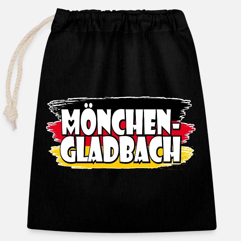 Drapeau de Mönchengladbach, Allemagne - Sac cadeau en coton avec cordon (25 x 30 cm) - noir