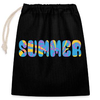 Summer - sun - holiday - good mood - Closable cotton gift bag (25x30cm) - black - Front