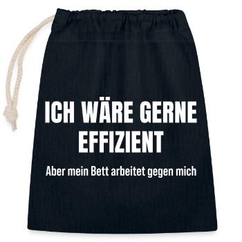 Morgenroutine gescheitert – Bett war stärker - Verschließbarer Geschenkbeutel aus Baumwolle (25x30cm) - Navy - Vorne