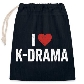 Drame coréen K-Drama Lover Kdrama - Sac cadeau en coton avec cordon (25 x 30 cm) - bleu marine - Devant