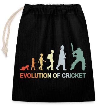 Evolution of Cricket - Closable cotton gift bag (25x30cm) - black - Front