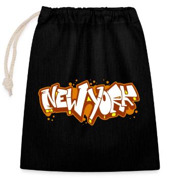 New York Horizontales Graffiti 4 - Verschließbarer Geschenkbeutel aus Baumwolle (25x30cm) - Schwarz - Vorne