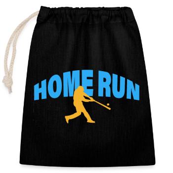 HOME RUN - Verschließbarer Geschenkbeutel aus Baumwolle (25x30cm) - Schwarz - Vorne