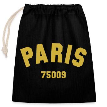 9e arrondissement de PARIS - Sac cadeau en coton avec cordon (25 x 30 cm) - noir - Devant
