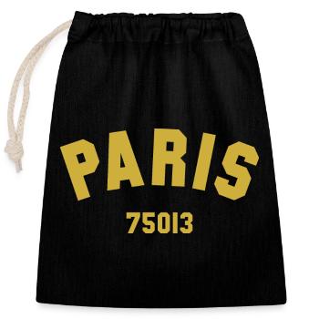 13e arrondissement de PARIS - Sac cadeau en coton avec cordon (25 x 30 cm) - noir - Devant