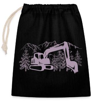 Bagger Silhouette Baugeräteführer Arbeit - Verschließbarer Geschenkbeutel aus Baumwolle (25x30cm) - Schwarz - Vorne