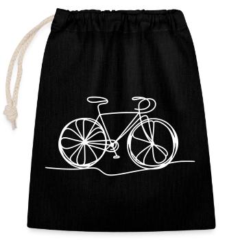 Fahrrad in einer Linie - Verschließbarer Geschenkbeutel aus Baumwolle (25x30cm) - Schwarz - Vorne