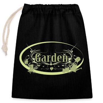 Panneau de jardin vintage anglais avec outils - Sac cadeau en coton avec cordon (25 x 30 cm) - noir - Devant