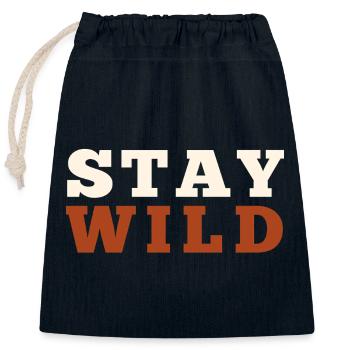 Stay Wild - Closable cotton gift bag (25x30cm) - navy - Front