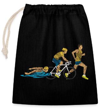 Relai Triathlon: Nage-Cycle-Course - Sac cadeau en coton avec cordon (25 x 30 cm) - noir - Devant