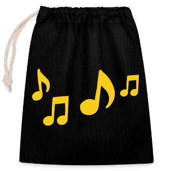 Contraste des notes jaunes - Sac cadeau en coton avec cordon (25 x 30 cm) - noir - Devant
