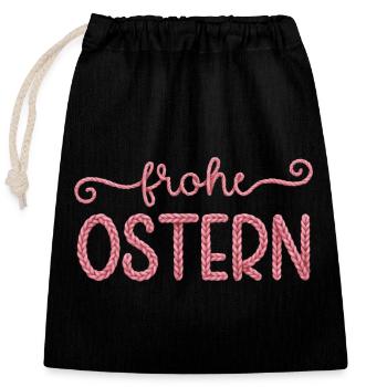 Frohe Ostern - Verschließbarer Geschenkbeutel aus Baumwolle (25x30cm) - Schwarz - Vorne