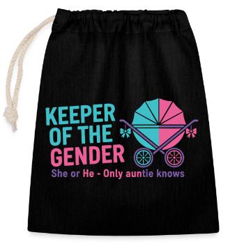 Révélation du sexe : la gardienne du genre que la tante connaît - Sac cadeau en coton avec cordon (25 x 30 cm) - noir - Devant
