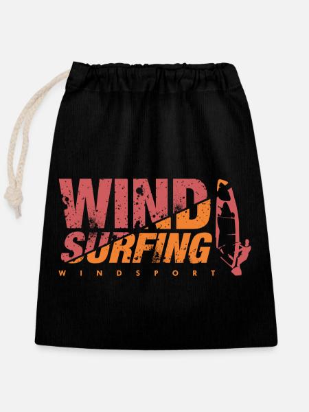 WINDSURFING Windsurfen - Verschließbarer Geschenkbeutel aus Baumwolle (25x30cm) - Schwarz