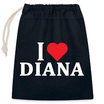 t-shirt J’adore Diana t-shirt idée cadeau - Sac cadeau en coton avec cordon (25 x 30 cm) - bleu marine - Devant