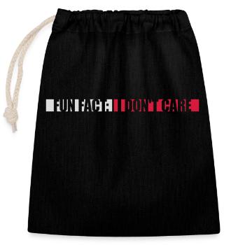 I don't care fact - Closable cotton gift bag (25x30cm) - black - Front