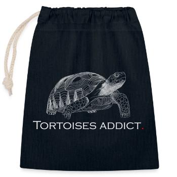 Schildkröten süchtig - Verschließbarer Geschenkbeutel aus Baumwolle (25x30cm) - Navy - Vorne