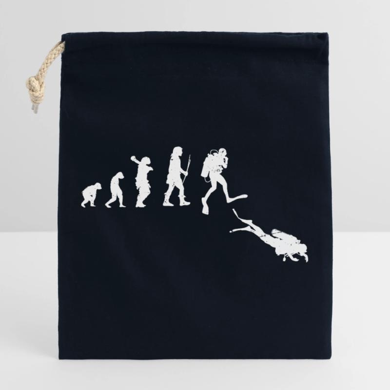 Illustration de l’évolution du progrès humain Sac cadeau en coton avec cordon (25 x 30 cm)