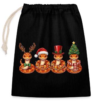 Kornnatter Weihnachtsmann Weihnachtsbeleuchtung  - Verschließbarer Geschenkbeutel aus Baumwolle (25x30cm) - Schwarz - Vorne