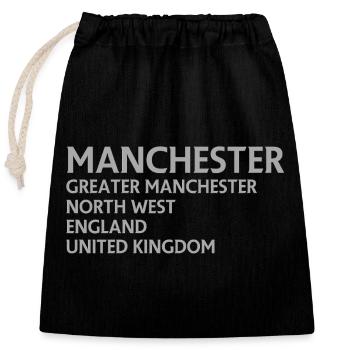 Manchester – Angleterre Lyrique - Sac cadeau en coton avec cordon (25 x 30 cm) - noir - Devant