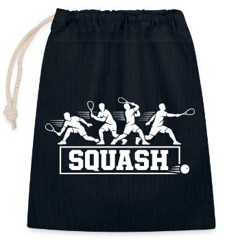 Séquence d’action rétro de joueurs de squash Art de silhouette - Sac cadeau en coton avec cordon (25 x 30 cm) - bleu marine - Devant