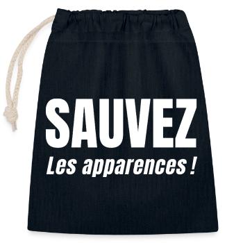 SAVE APPEARANCES! - Closable cotton gift bag (25x30cm) - navy - Front