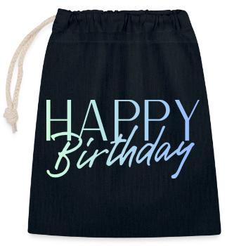 Happy Birthday - Verschließbarer Geschenkbeutel aus Baumwolle (25x30cm) - Navy - Vorne