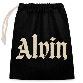 Alvin Gothic Name Art - Verschließbarer Geschenkbeutel aus Baumwolle (25x30cm) - Schwarz - Vorne