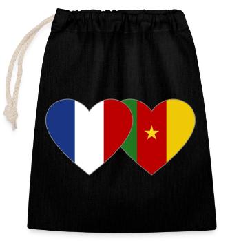 France Drapeau Cameroun Cœur - Sac cadeau en coton avec cordon (25 x 30 cm) - noir - Devant
