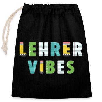 Lehrer Vibes - Verschließbarer Geschenkbeutel aus Baumwolle (25x30cm) - Schwarz - Vorne