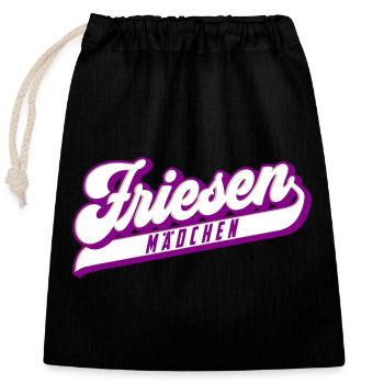 Friesen Mädchen | Farben änderbar - Verschließbarer Geschenkbeutel aus Baumwolle (25x30cm) - Schwarz - Vorne